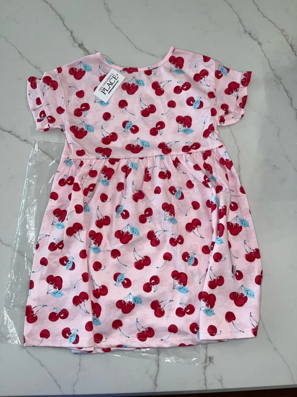 NWT The Children's Place Pink Cherry Ruffle Dress - Picture 4 of 5